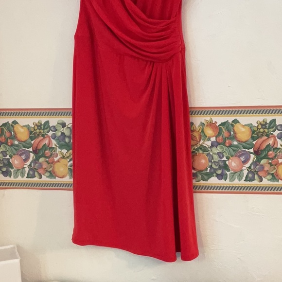 Lauren Ralph Lauren Faux Wrap Deep V-neck Sleeveless Dress, Size 6, Red - Picture 5 of 10